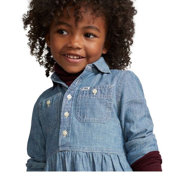 POLO RALPH LAUREN Little Girls and Toddler Girls Tiered Shirt Dress, SIZE 2 - Picture 4 of 14